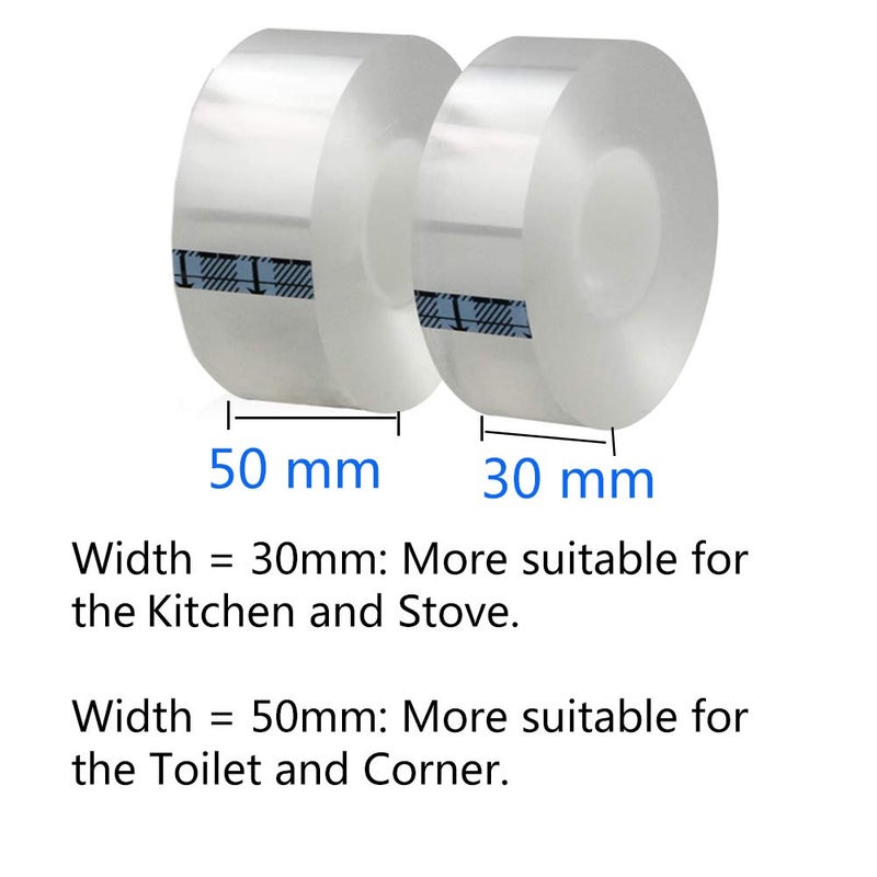 Juland Acrylic Self Adhesive Caulk Strip Sealant Tape Caulk Sealer Decorative Trim Strong Caulking Adhesive Transparent Kitchen and Wall Sealing Tape -1.18Inch Width x 16.4Feet - Image 2